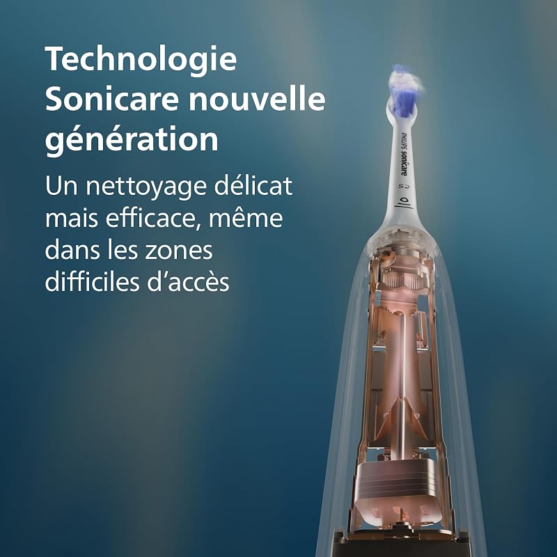 Sonicare 7100 - Brosse à dents électrique sonique avec application, 4 modes de brossage,3 niveaux d'intensité, Alerte de pression, EasyStart, SmarTimer, Bleu, HX7423/01 [Nouvelle technologie]