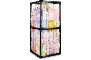 UNICORN CASTLE Stuffed Animals Storage Organizer with Thicken PVC Tubes Elastic Band Space Save Vertical Plushies Storage Stuffed Animals Zoo Cage for Kids,Black
