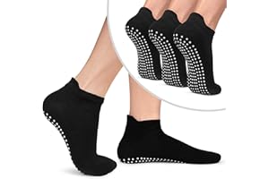 Iseasoo Men's Non-Slip Yoga Socks with Grips - 3 Pairs for Yoga, Pilates, Barre, Fitness & Hospital Use