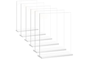 newnewshow Acrylic Sign Holder 8.5x11 Inch 6 Pack Vertical T Shape Double-Sided Desktop Display Holder. (8.5x11 8.5x5.5 5x7 Horizontal and Vertical Available