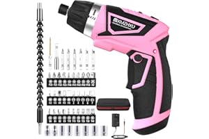 8V Cordless Electric Screwdriver,6+1 Torque Settings 10N·m 180°Adjustable Electric Screwdriver Set 50 Pcs Drill Rechargeable 