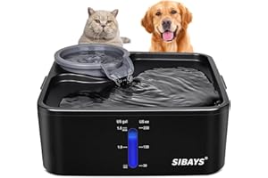SIBAYS 2 Gallon Dog Water Fountain for Large Dogs, Automatic Pet Water Fountain for Cats, BPA-Free Dog Water Bowl Dispenser with 5 Layers Filtration & LED Shortage Reminder & Visible Water Level