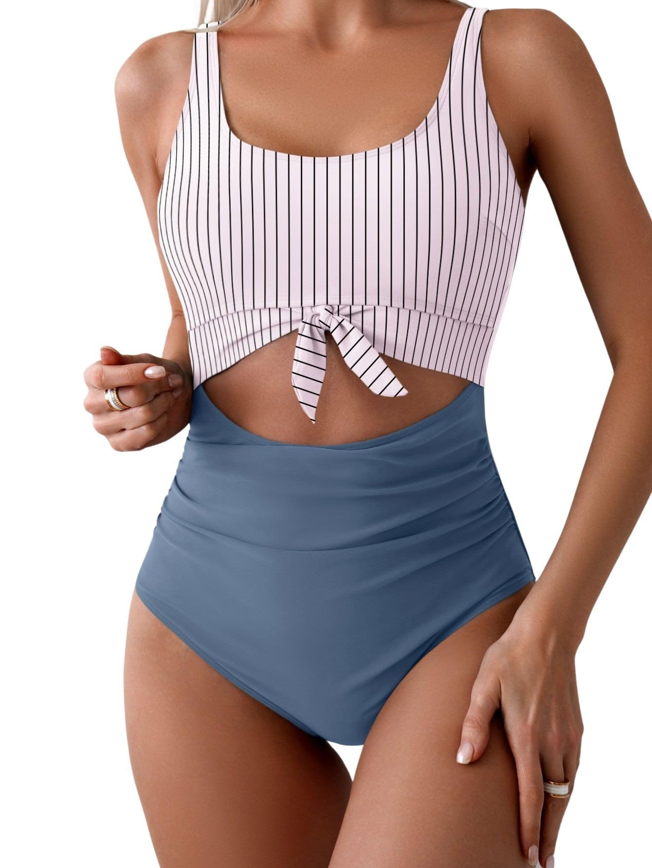 Photo 1 of Eomenie Women's One Piece Swimsuit Tummy Control Slimming Bathing Suit Cutout Tie Knot Swimwear