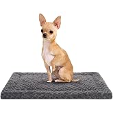 Exsnugy Washable Dog Bed Mat Medium Size Fluffy Pet Crate Pad 24x18 | Non-Slip Bottom Kennel Beds Ultra Soft Comfy Sleeping Mattress for Large Medium Small Dogs Gray