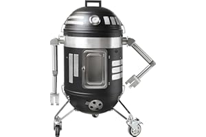 SKYCORPS SPACEBOT Seiris Smoker Grill, Charcoal Barbecue Grill, Portable 3 in 1 Smoker for Garden Camping, Outdoor Cooking and Grilling