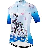 JPOJPO Womens Cycling Jersey,Bike Shirt Quick-Dry Breathable Reflective S-2XL Tops