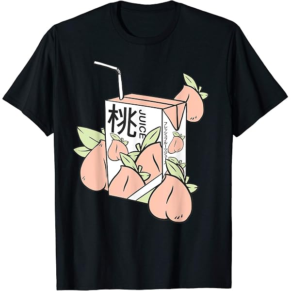 Women's Cute Kawaii Peach Juice Box T-Shirt - Harajuku Style Embroidery Casual Top - View #4