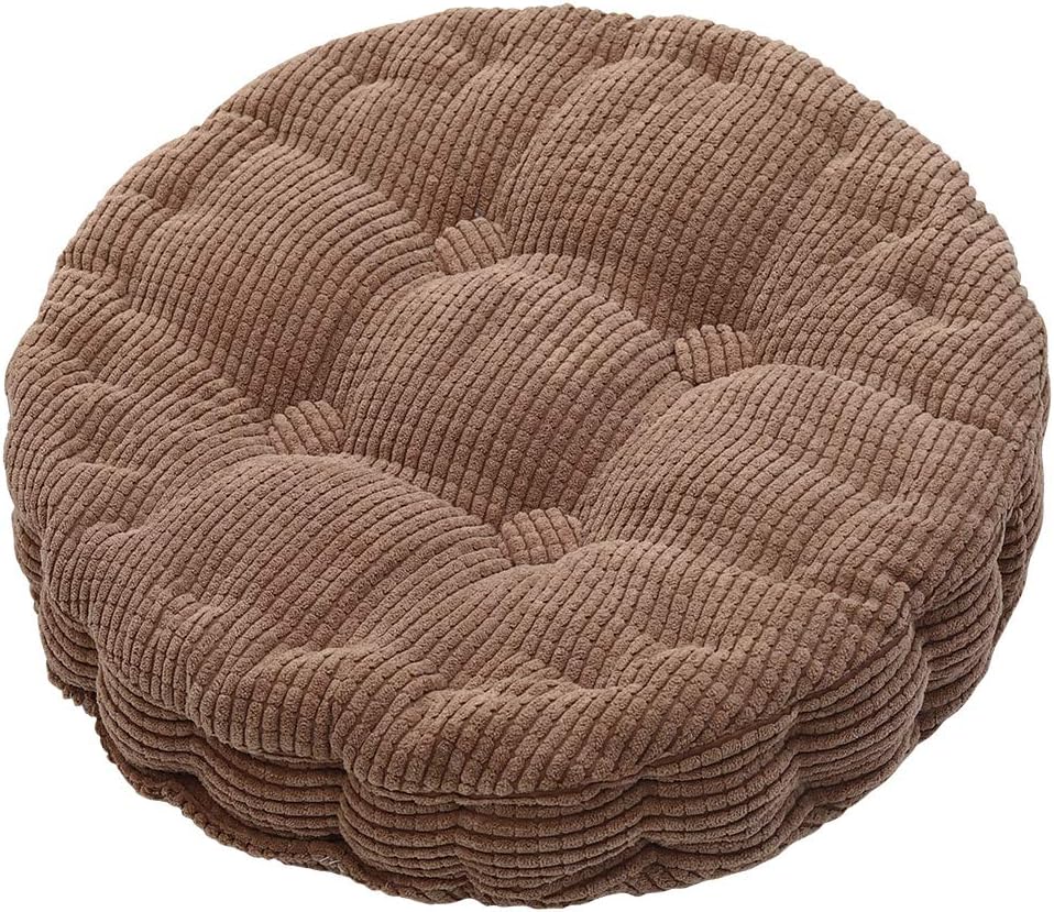 HomeMiYN Round Seat Cushions,EPE Foam Filled Indoor Chair Pad Cushions for Home Office, Dining, Kitchen, Brown, 17.7'' x 17.7''