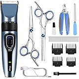 Dog Clippers, Professional Pet Grooming Kit Rechargeable Cordless Dog Shaver Pet Electric Clippers Low Noise Dog Hair Trimmer