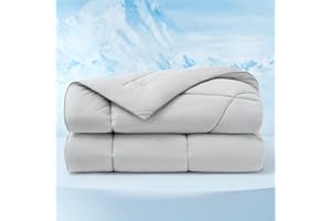 Bedsure Cooling Comforter Queen Size - Cooling Blankets for Hot Sleepers, Lightweight Comforter for Summer with Dual-Sided Cool Tech, Soft Breathable Cold Blanket for Sleeping, Grey, 88x88 Inches