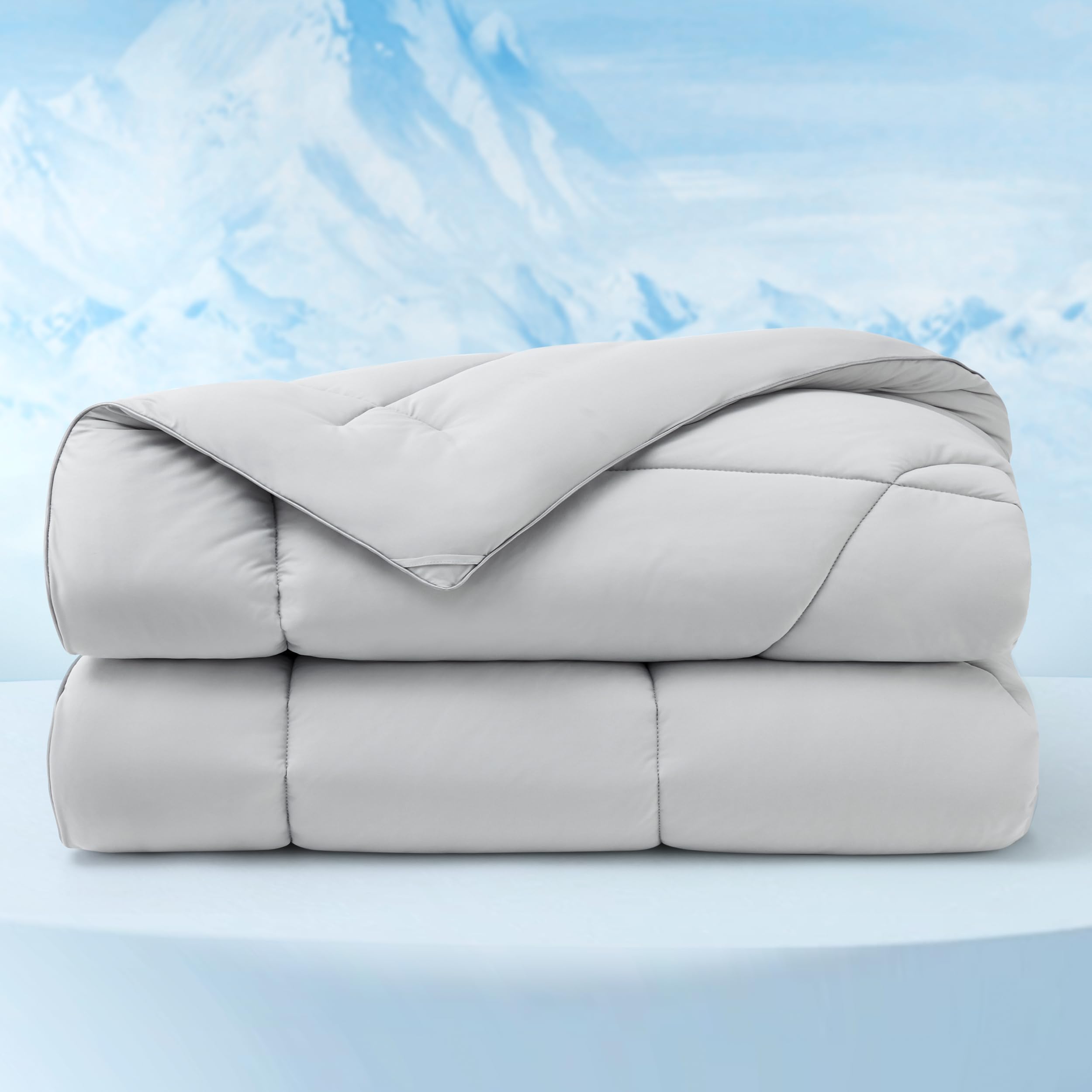 Photo 1 of Bedsure Cooling Comforter Queen Size - Cooling Blankets for Hot Sleepers, Lightweight Comforter for Summer with Dual-Sided Cool Tech, Soft Breathable Cold Blanket for Sleeping, Grey, 88x88 Inches