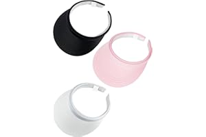 YDOCQLI 3 Pack Sports Sun Visor Hat Women Men Adjustable Clip On Visors Outdoor Golf Beach Cap