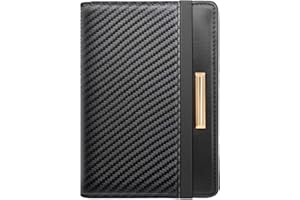 COCO ROSSI Passport Holder Cover Travel RFID Blocking Passport Cover Rose Gold Cute Flowers Passport Wallet with Elastic Band for Women