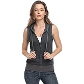MISS MOLY Women's Sleeveless Hoodies Sweatshirt Basic Solid Zip Up Vest Hoodie with Pockets
