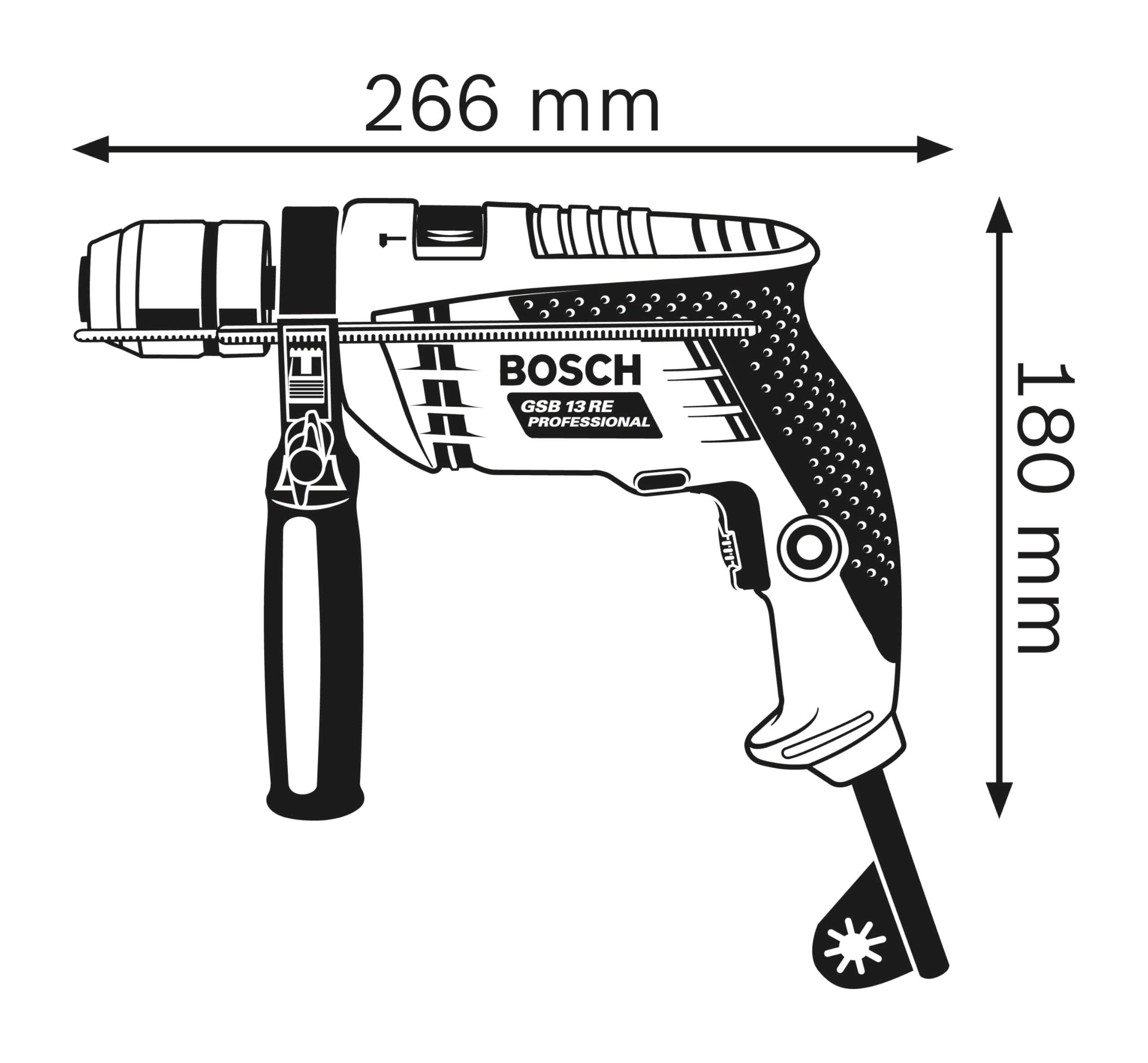 Bosch Professional Schlagbohrmaschine GSB 13 RE (Leistung 600 Watt, inkl. Tiefenanschlag 210mm, Schnellspannbohrfutter 13mm) 2