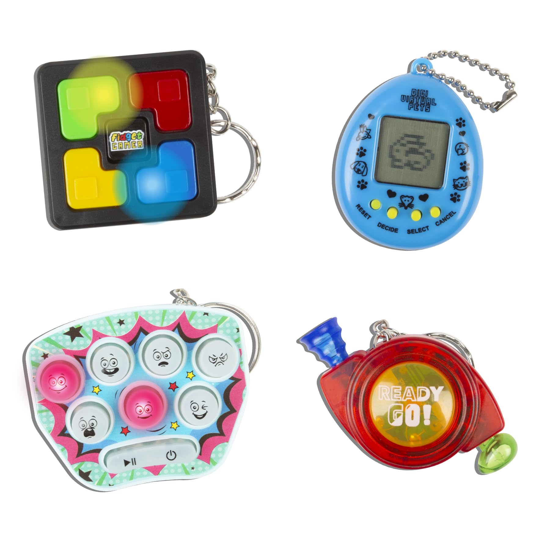 4-In-1 Fidget Toys With Lights And Sounds. 4 Sensory Toys | The Ultimate Stocking Fillers, Includes Mazes, Quick Bop, Virtual Pet & Ready Go, For Boys & Girls Aged 5 Or Above