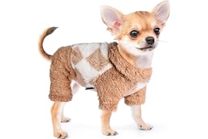SEBAOYU Turtleneck Dog Pajamas for Small Dogs, Fleece Dog Sweater, Winter Cute Tiny Dog Clothes Outfit Puppy Clothes Pet Jumpsuits Chihuahua Yorkie Cat Clothing (Beige, Small)