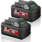 2Pack 8.0Ah m18 Battery Replacement for Milwaukee 18V Lithium Battery 18 Volt Compatible with 48-11-1810 48-11-1820 48-11-1840 48-11-1850 48-11-1828 48-11-1860 Cordless Power Tools