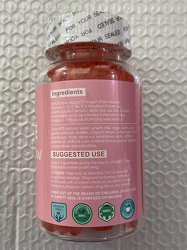 glutathione collagen glow gummies ✨️NATURE GLOW Glutathione collagen glow gummy Strawberry ✨️ ✔️NATURAL FRUIT  FLAVORS + Flavored with natural strawberry + Collagen Gummies are free of  artificial sweeteners and of the highest quality vegetarian ingredients. + main image 1