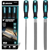 LIBRATON Wood Rasp Set, 3PCS Wood File Set, Multi-Shape Wood Rasp File | 8" High-Carbon Steel Woodworking Rasp File Set, Flat, Round, Half-Round with Comfortable Handle for Woodworking