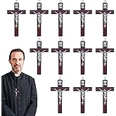 12 Pcs Crucifix Wall Cross, 4.92 Inch Catholic Crucifix Wall Wooden Hanging with Jesus for Religious Gift & Home Decor