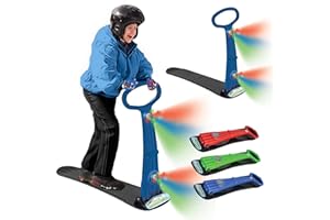 Geospace Winter Fun Foldable Snow Scooter, Ski Skate, Ski Skooter, Snow Sled, Kids Snowboard with 2 LED Light– Multi-Purpose Portable Sandboard, Snow Skate, and Kids/Teenager Sled for All Ages