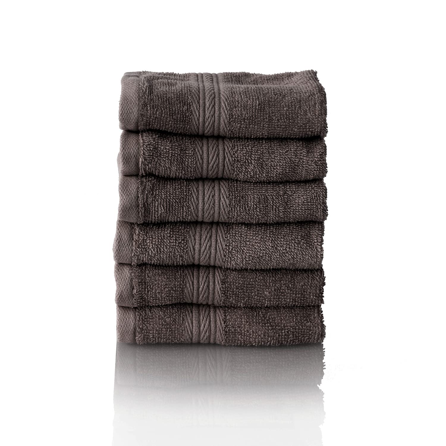 Glart Premium Set of Terry Hand Towels, Range of Terry Towels in 6 Colours and 5 Sizes, Colour: Anthracite, 6X Flannels 30 X 30 cm