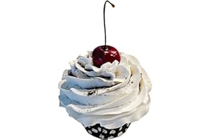 Dezicakes Fake Cupcakes & Cake – Artificial Cakes for Display – Faux Cake Decorations for Home & Kitchen - Cake Plate Fake Food Desserts - Cookies & Cream Cupcake Faux Cupcake-