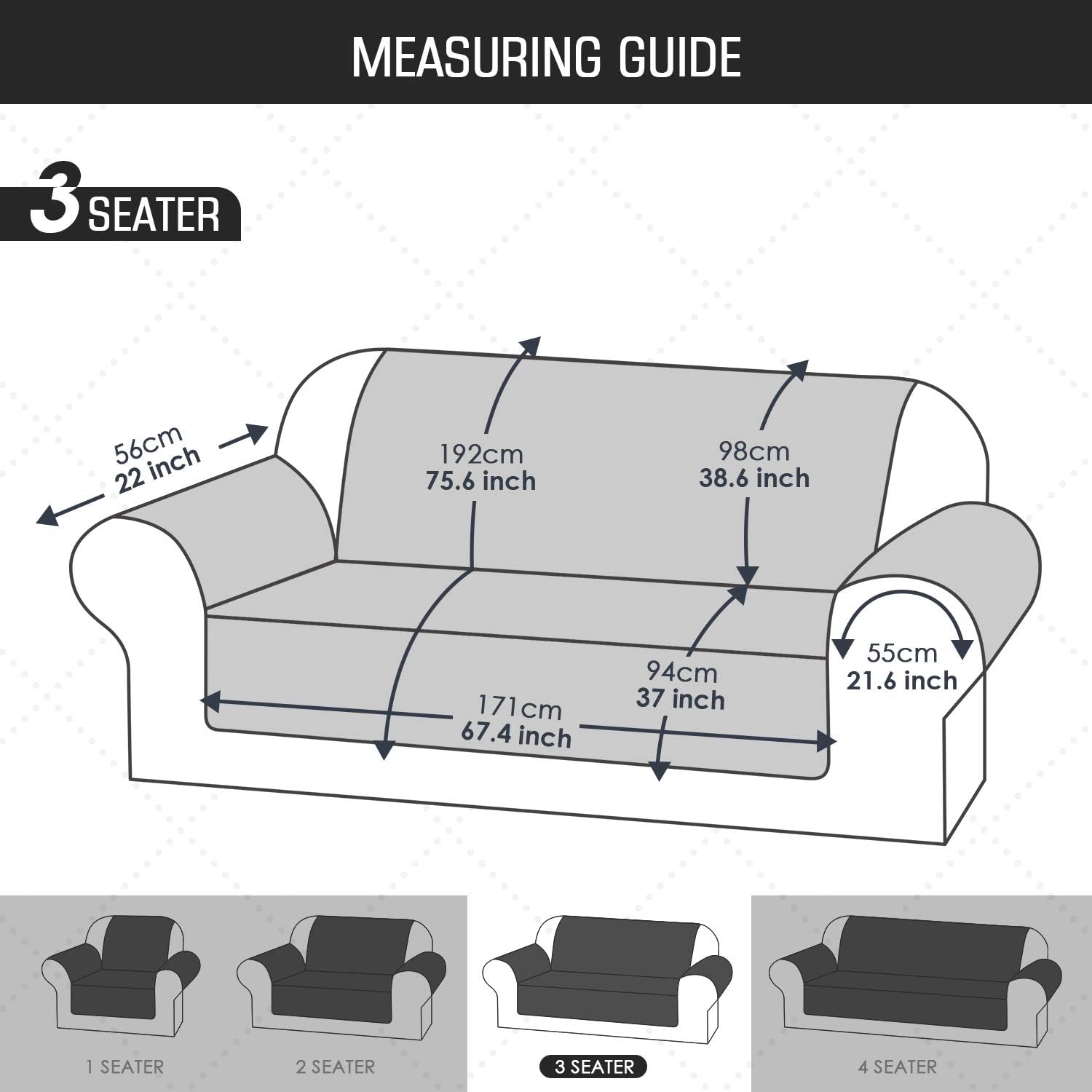TAOCOCO Sofa Slipcovers Sofa Covers 3 Seater,Settee Covers with Storage Pockets,Anti Slip Couch Covers,Washable Sofa Protector for Pets(Black) - Image 3