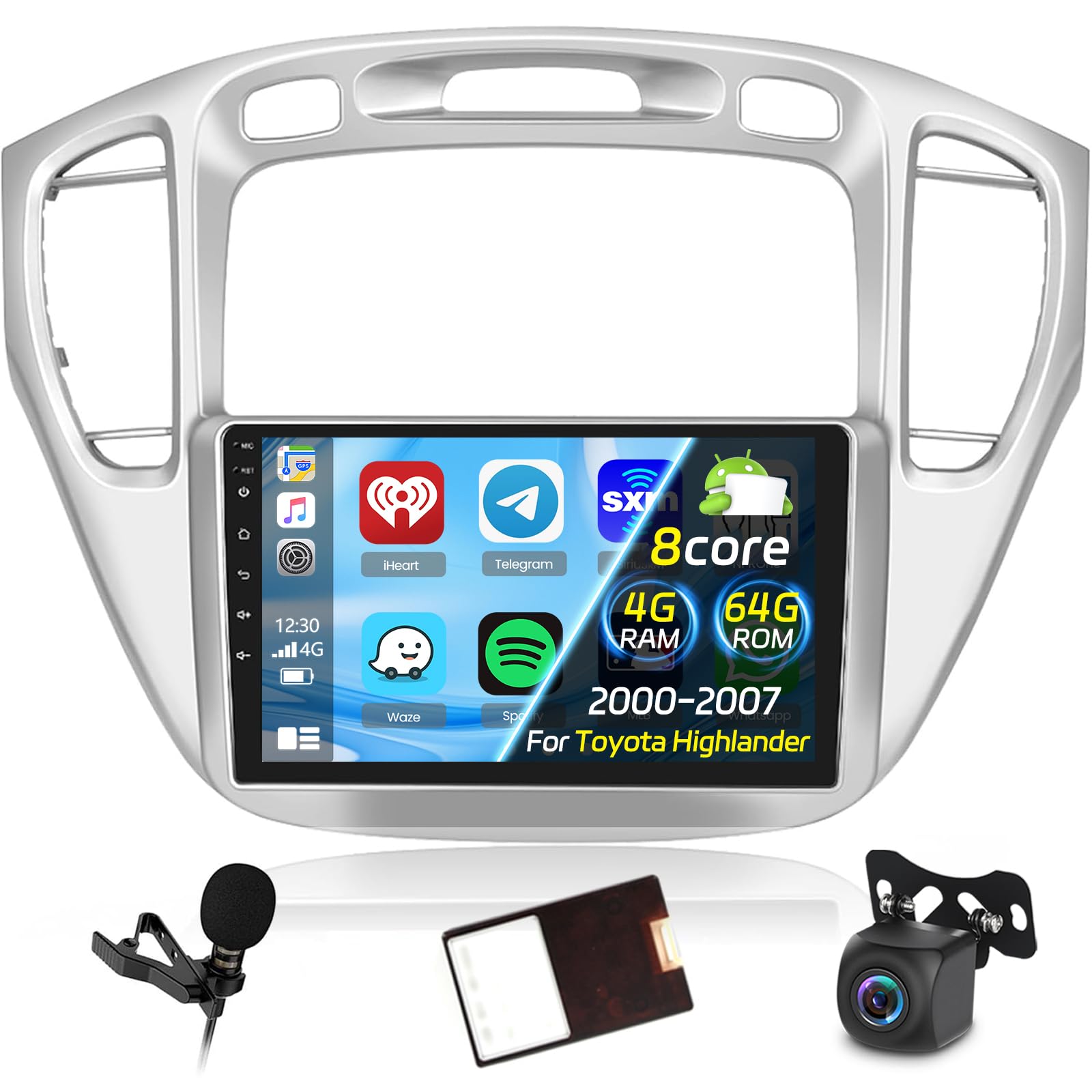 Photo 1 of [Qualcomm 8 Core 4+64G] Car Radio for Toyota Highlander 2000-2007 - Wireless Carplay and Android Auto - 9 Inch IPS Touchscreen Android Car Stereo - DSP/GPS/WiFi/SWC/FM/RDS + AHD Backup Camera