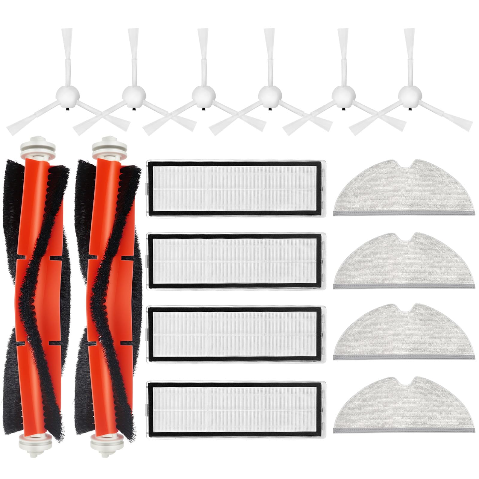 Chuancheng Side Roller Brush Filter Mop Cloth Kit For XIAOMI MIJIA 1C STYTJ01ZHM Cleaner, 2 Roller Brush, 6 Side Brush, 4 Mop Cloth, 4 Filter