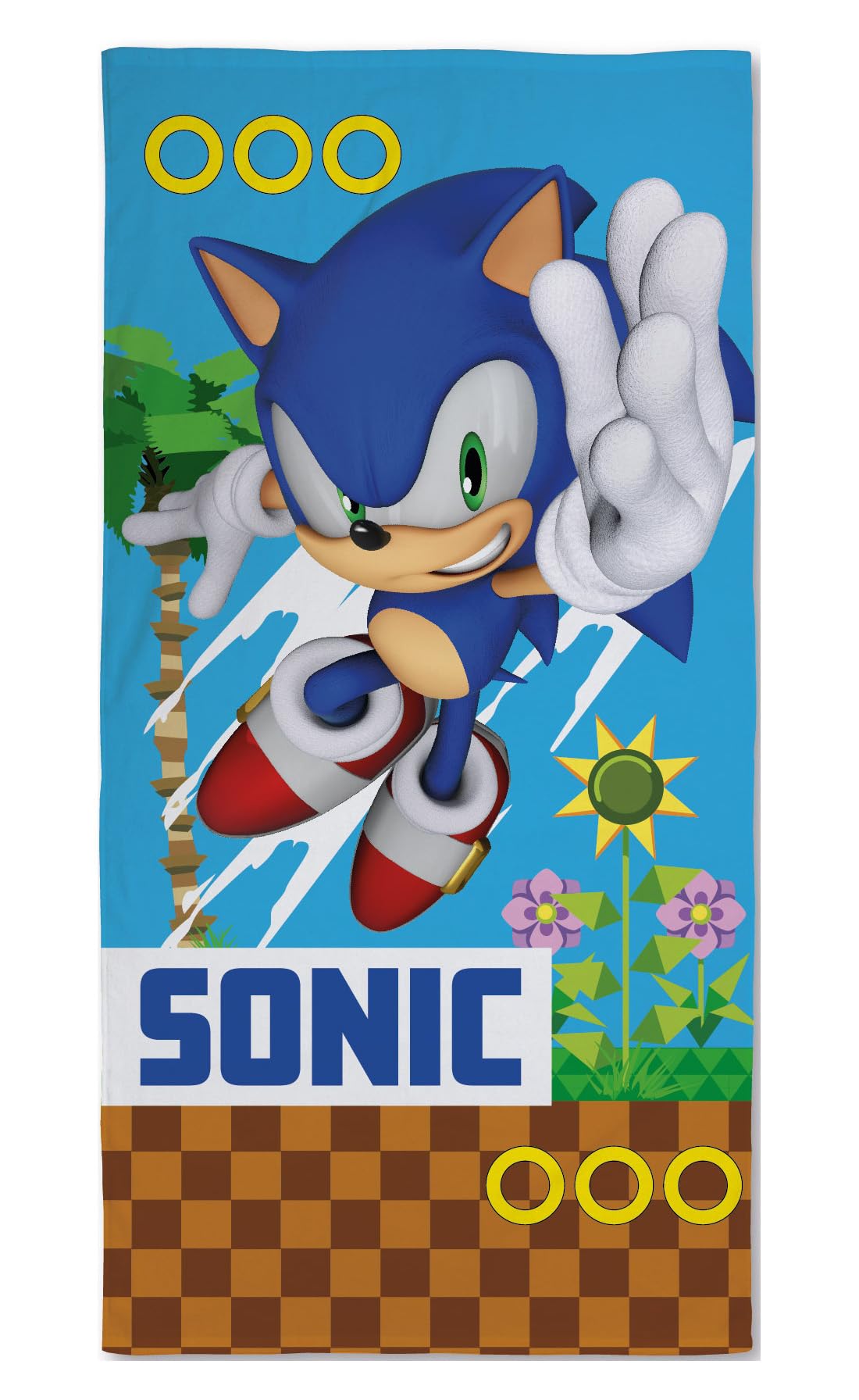 Halantex SONIC THE HEDGEHOG Curly - Beach Towel Beach Bath Towel - 100% cotton - Size 70x140 cm