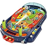 OLEOCA Kids Pinball Machine &mdash; Tabletop Arcade Game with Obstacles, Pull-Rod Launcher, Flippers, Scoring Targets, Pins &amp; Mini Hoop, 1-2 Player Mini Pinball for Kids Ages 3+