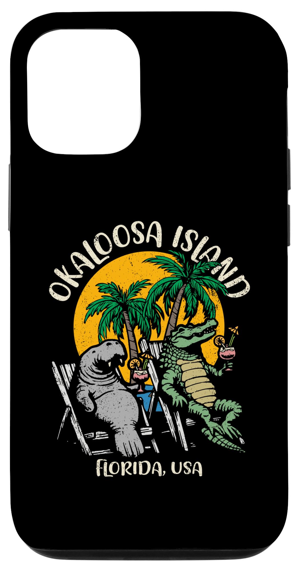 iPhone 14 Pro Okaloosa Island Florida USA Funny Manatee Alligator Design Case