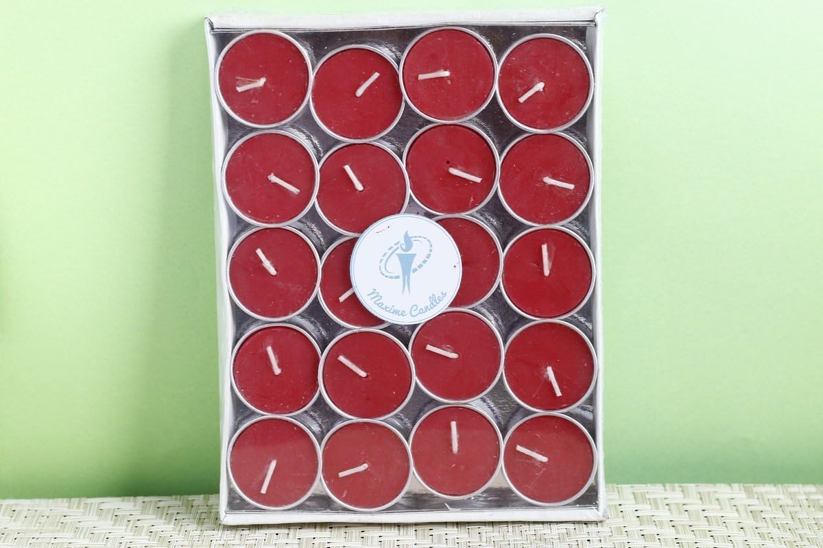 Maxime Candles Rose Scented Wax Tealight Candle (21 cm x 16 cm x 4 cm, Red, Set of 40)