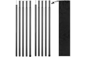 Seuqhck 2 Sets Regulable Tent Poles, Camping Tent Tarps Poles with Storage Bag, Heavy Duty Poles Gear for Backpacking, Hiking