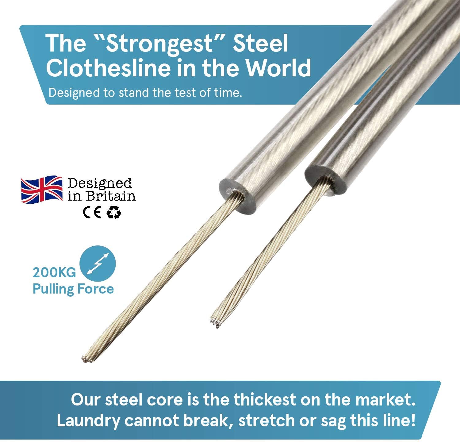 “The Strongest” Steel Washing Line by Smith‘s® (Transparent, Size 30m/100ft) - Image 3
