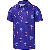 RAISEVERN Boys Polo Shirt Hawaiian Golf Collared Performance Tops Kids Short Sleeve 5-14 Years