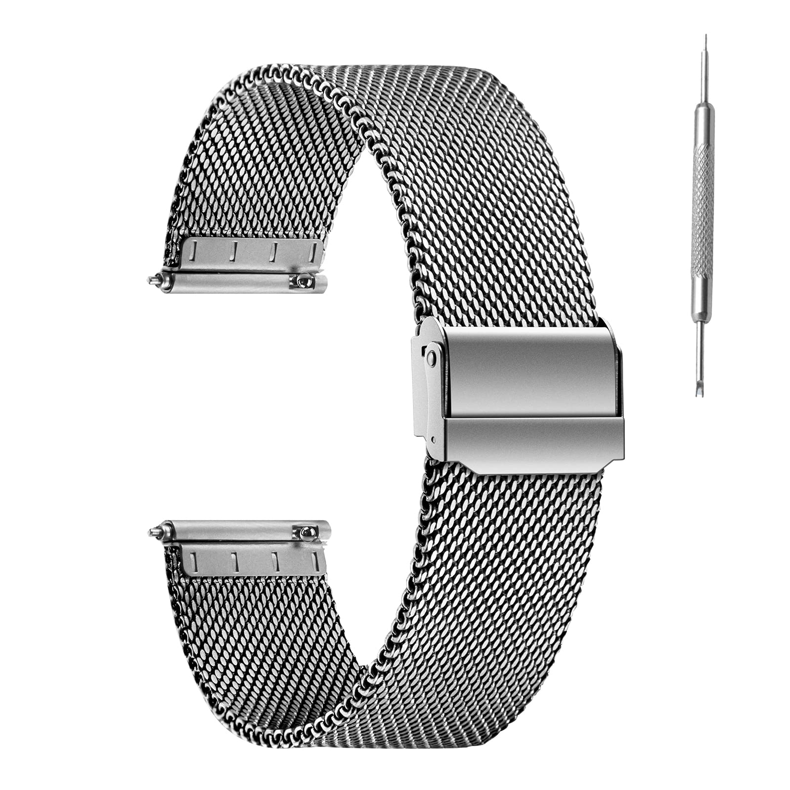 Photo 1 of YUZEX Pure Titanium Watch Band Men Women 21mm Quick Release Mesh Watches Strap Soft Lightweight Skin-Friendly Wristwatch Adjustable Vented Titanium Metal Bracelet Compatible for Apple Samsung Galaxy