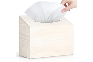 NOAFOCKS Tissue Box Cover Holder Compatible with Kleenex Disposable Paper Hand Towels，Wood Hand Towels Cover Paper Towel Dispenser for Tabletop, Bathroom, Office(White)