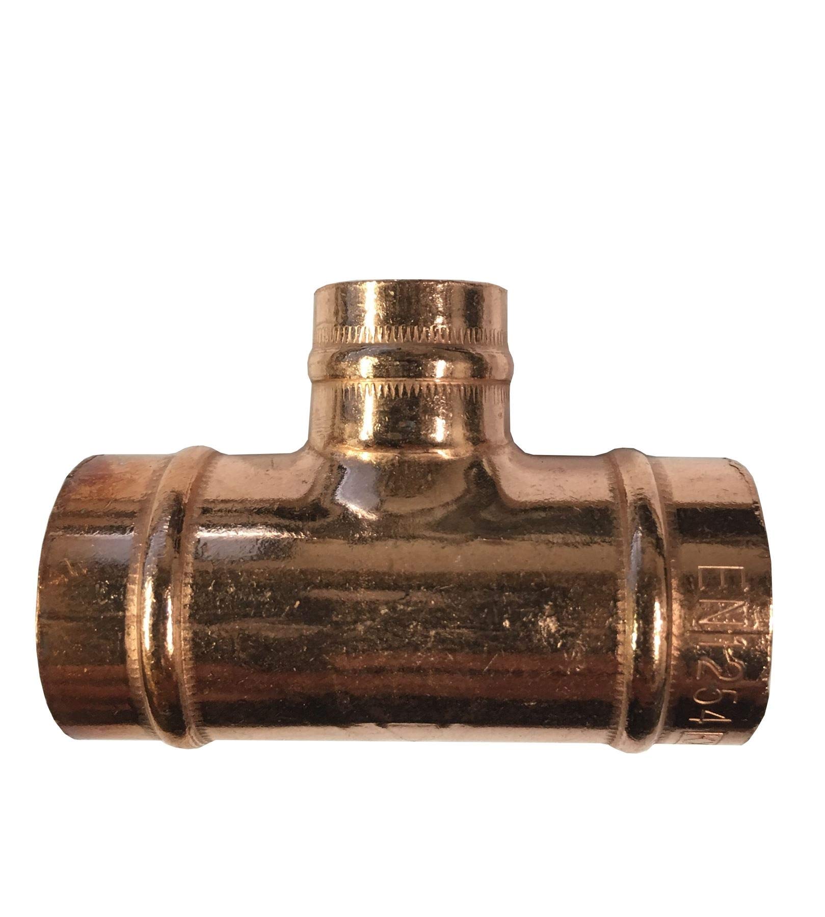 22mm x 22mm x 15mm Solder Ring Reducing Tee - Bag of 5