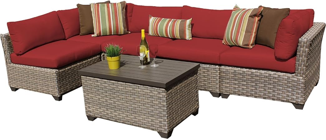 Amazon Com Tk Classics 6 Piece Monterey Outdoor Wicker Patio Furniture Set Terracotta 06a Garden Outdoor
