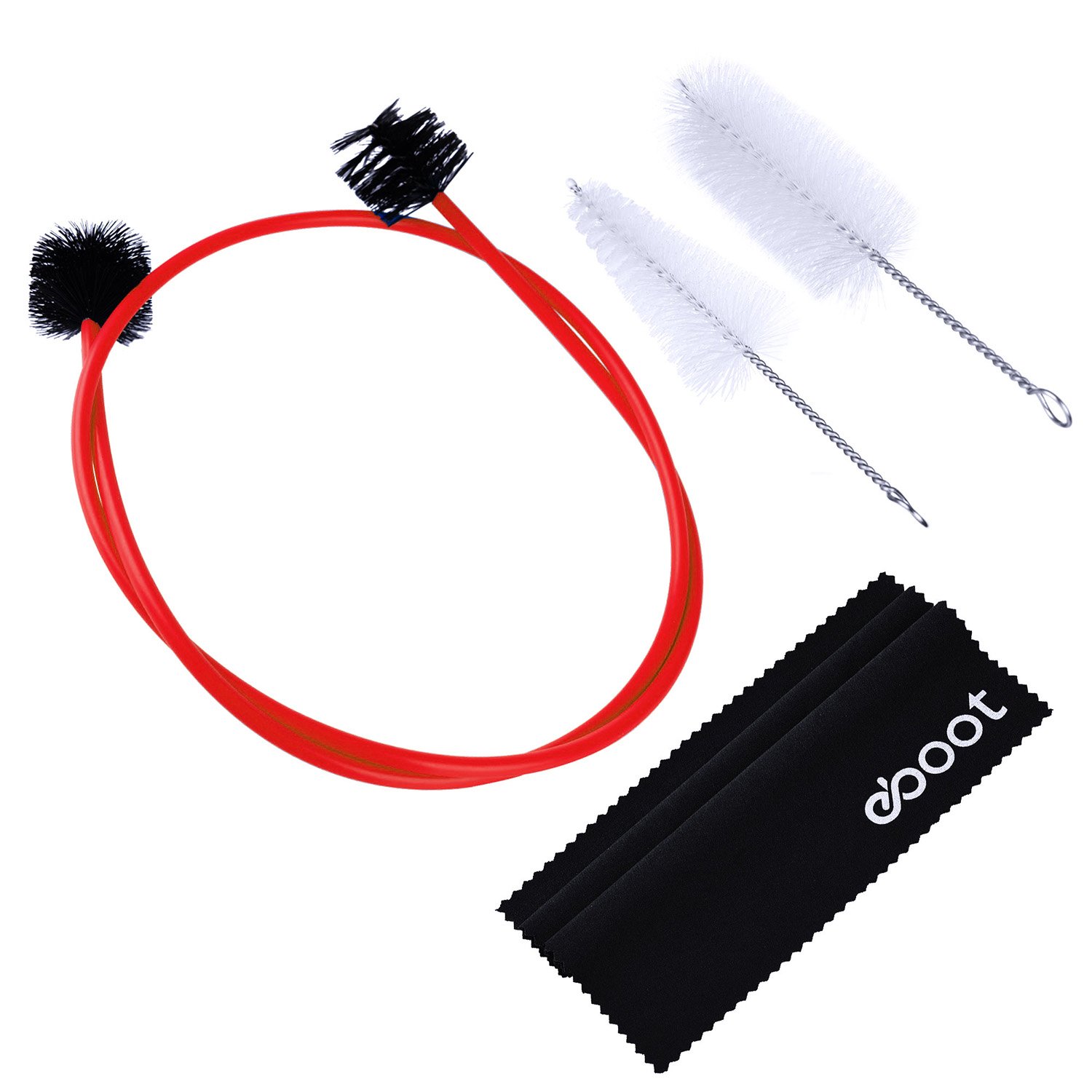 Trumpet Cleaning Care Kit Trumpet Mouthpiece Brush Valve Brush Flexible Brush with Cleaning Cloth, 3 Pieces