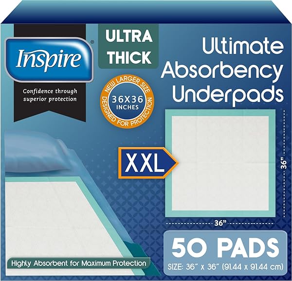 INSPIRE EXTRA LARGE SUPER ABSORBENT DISPOSABLE BED PADS...