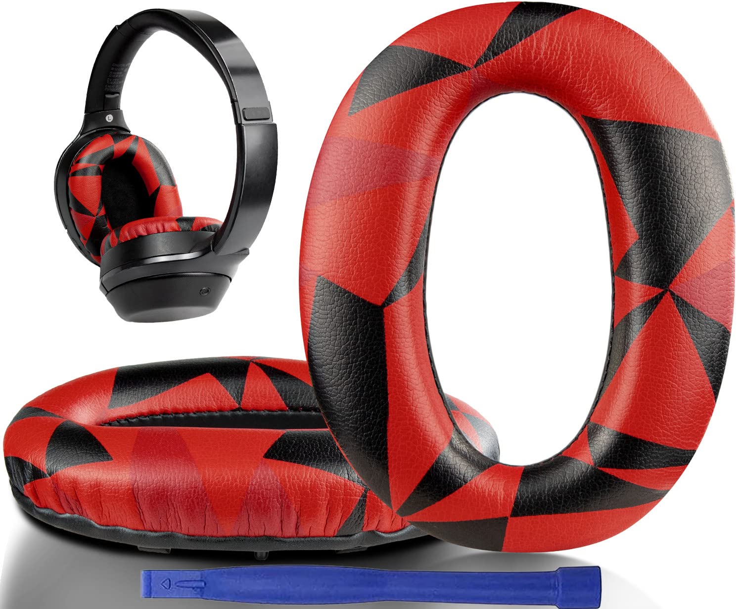 SOULWIT Replacement Earpads Cushions for Sony WH-1000XM2 (WH1000XM2) & MDR-1000X (MDR1000X) Headphones, Ear Pads with Noise Isolation Foam, Added Thickness (Red Storm) — image 1