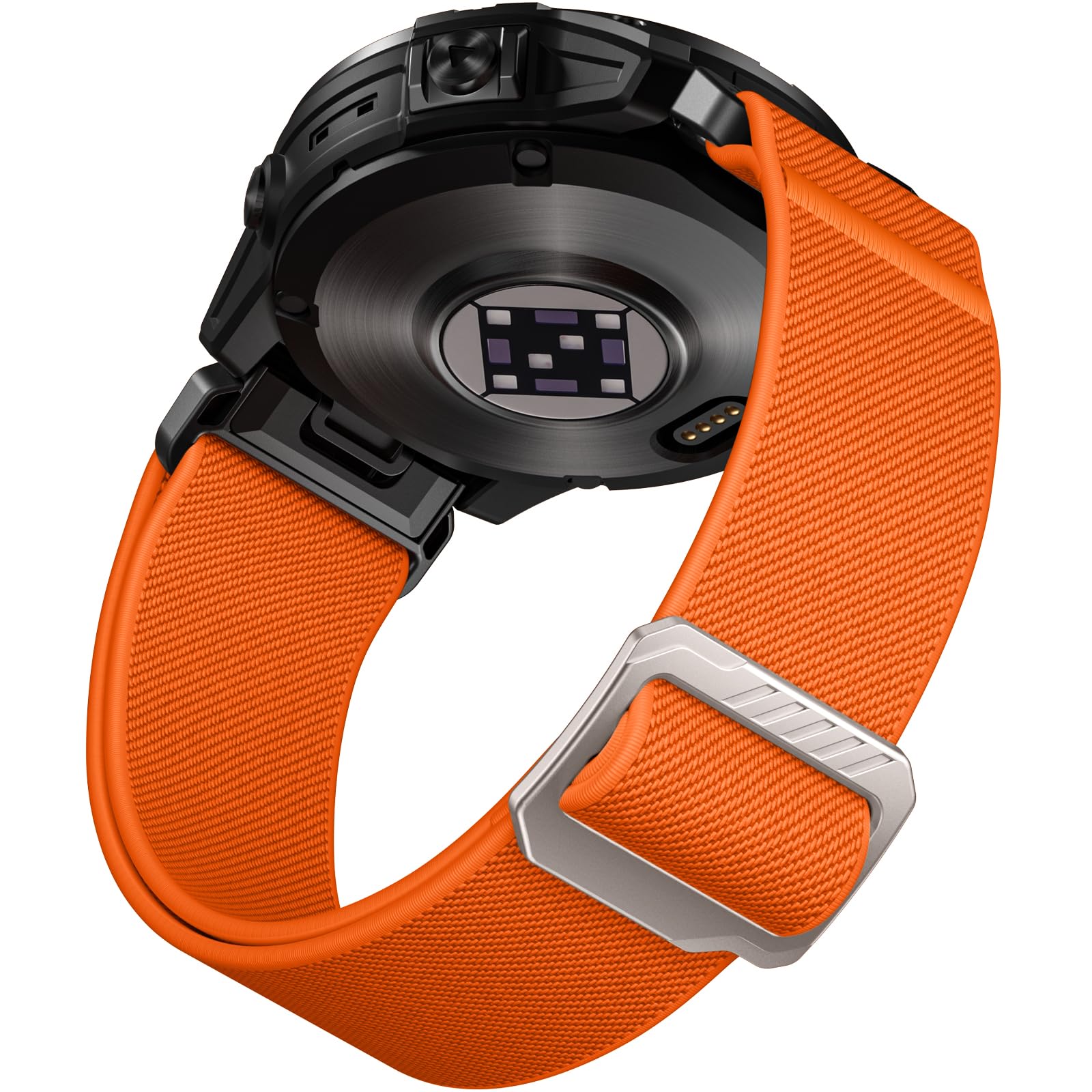 Laffav Nylon Stretchy QuickFit 22mm Strap Compatible with Garmin Fenix 6/5/7, Instinct, Epix 2 Pro 47mm, Forerunner 965/955 - Orange