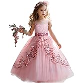 TTYAOVO Girls Pageant Princess Flower Dress Kids Prom Puffy Ball Gowns