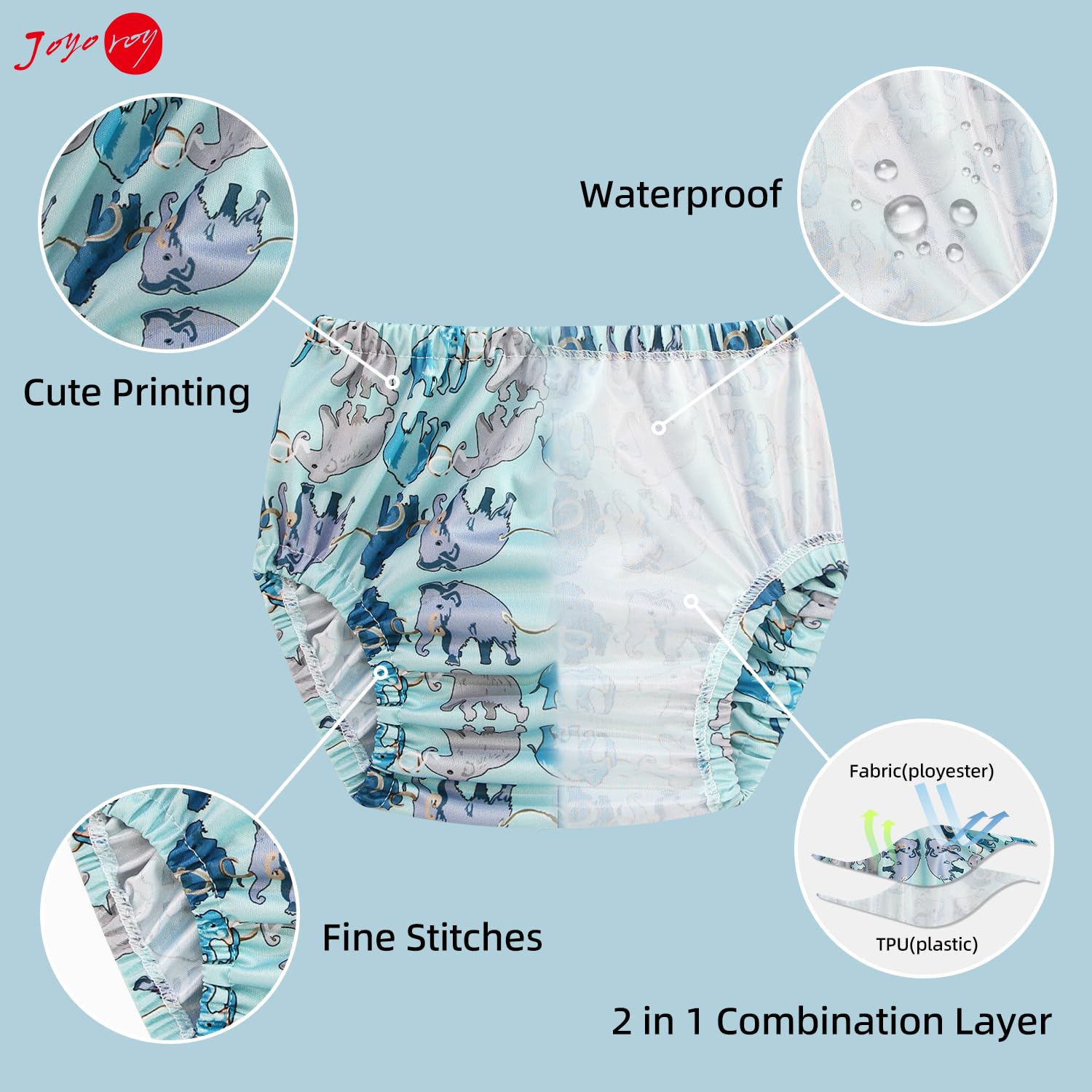 Joyo roy 4Pcs Plastic Underwear for Potty Training Plastic Pants 3T Cloth Diaper Cover Rubber Pants for Toddlers Rubber Training Pants for Toddlers Leakproof Swim Diaper Covers for Toddler Boys