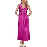 ALCEA ROSEA Womens Sexy Nightgowns Long Floral Lace silky Lingerie supportive Chemises Full slip for Women Elegant Sleepwear