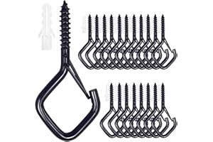 Sexoeie Screw Hooks with Safety Buckle, Ceiling Hooks for Hanging Outdoor Plants, String Lights, Patio Lights, 2.36 Inches Bl